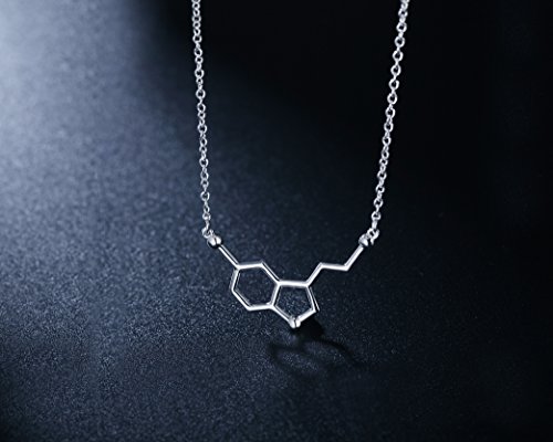 Rosa Vila Happiness Serotonin Molecule Necklace For Women, Happy Serotonin Necklace, Science Jewelry For Women, Ideal Necklaces For Teacher, Professor, Chemistry Grad, And Science Lovers3
