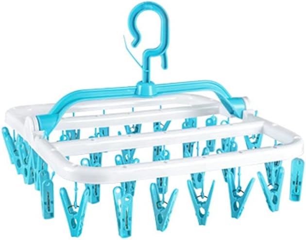 Standard Clothes Hanger, Baby Clothes Hanger, Children's Clothes Hanger, Household Sock Hanger with Multiple Clips, Multi-Functional Clothes Drying Rack (Green)