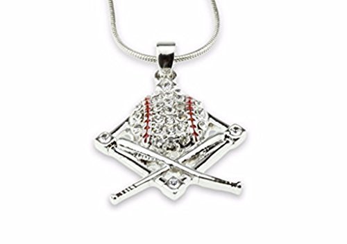 Red and White Baseball Bat Pendant Necklace Girl Teen Women Boy Friend Softball League Fan Jewelry Gift