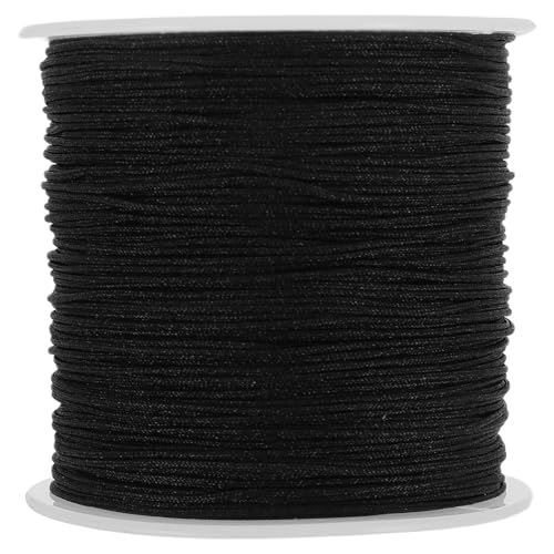 Mipcase Cordón de Nailon Negro Alquitranado 08 MM Resistente Tracción y Abrasión para Manualidades Pulseras y Uso al Aire Libre como Escalar y Colgar