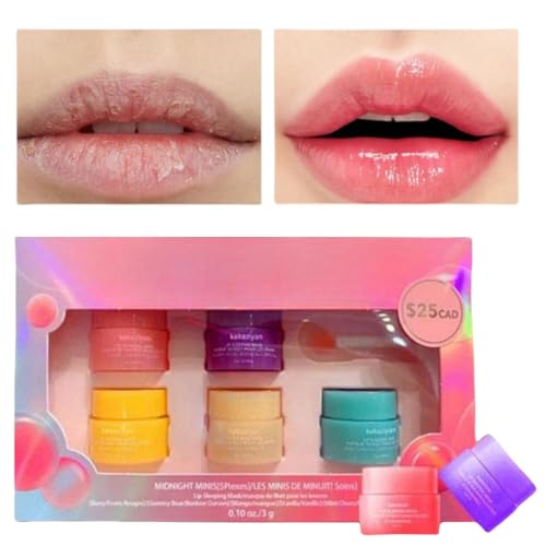 5pcs Lip Sleeping Mask,Day And Night Repair Lip Balm,Lip Balm Set,Lip Masks for Dry Lips,Lip Mask Overnight,Lip Balms for Chapped Cracked Dry Lips,Lip Lightening for Dark Lips,Chapped Lips Treatment