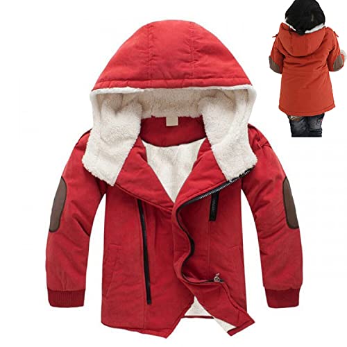 Eishow Little Kids Boys Warm Thick Jackets Hooded Cotton Fleece Parka Coat Children Girls Winter Zipper Outerwear (Orange, 2-3 Years) #TOP21