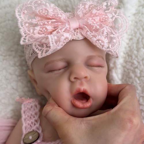 Muñeca Reborn de Silicona de Cuerpo Completo de 45 cm Con Boca Abierta, Recién Nacida Durmiendo, Suave al Tacto, Anatómicamente Correcta, Regalo de Navidad – Bild 6