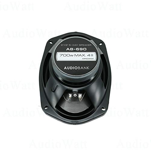 4X Audiobank AB-690 6"x9" 5-Way Car Audio Stereo Coaxial Speakers 1400 Watts Peak Power Handling All Speakers with 4 Ohms Impedance & Frequency Response: 45-20,000 Hz