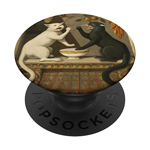 Classical Art Meme Funny cats eating Art Illustration PopSockets Swappable PopGrip