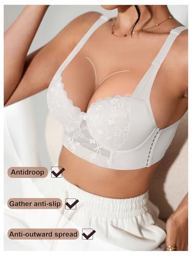 Soutien-gorge plongeant à armatures en dentelle blanche avec bralette push up 36D