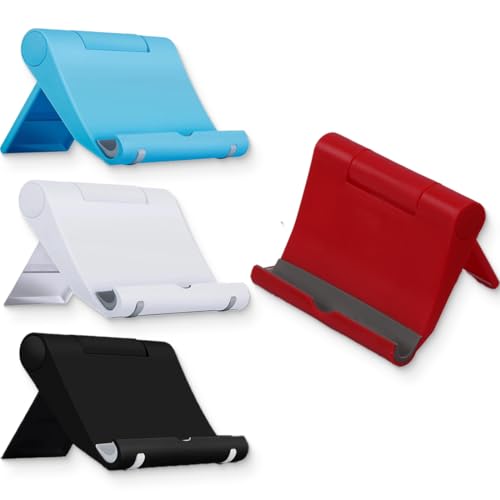 4 Piezas Soporte Móvil Mesa Plegable, Apoyo Teléfono Multiángulo, Soporte Dock Base para Teléfono Compatible con iPhone 14 Pro/14/13/12/11, Galaxy S22/S21, Xiaomi Redmi Note 12 11 Pro (4 Color)