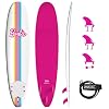 BarbieTM Signature 8ft Surfboard by Wavestorm | Graphic top Deck with high Density Slick Bottom | for Kids and Adults |Foam Construction with Accessories | Leg Leash and Fin Set Included,White