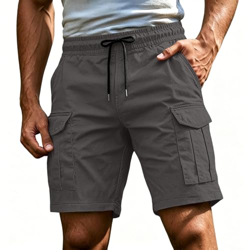 Short cargo homme coupe droite en coton léger contre la chaleur estivale