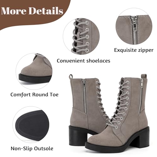 Women's Ankle Boots - Slouchy Fashion Low Calf Flat Booties Comfortable Round Toe Fall Winter Casual Short Boots for Women.3