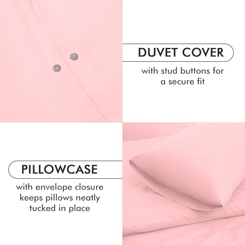 Novo Home Bedding Set King with Fitted Sheet, Duvet Cover & 2 Pillowcases - Baby Pink Microfibre 4 Piece Bed Set - Image 4