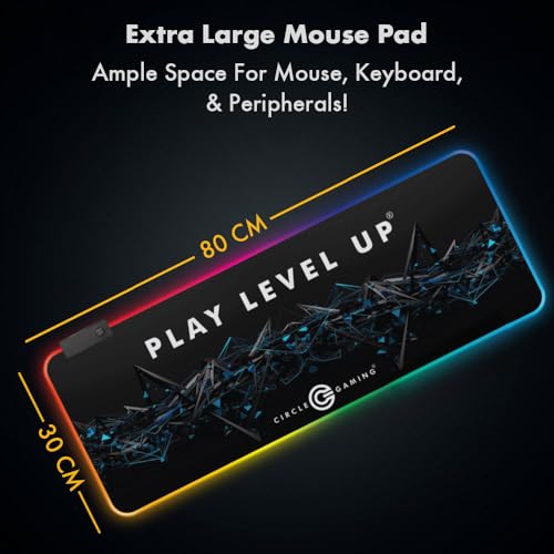 Image of Circle Rapid X1 RGB Gaming Mousepad - Large 80x30cm Extended Mousepad | 7 LED Modes, Non-Slip Rubber Base, Waterproof, 4mm Thick