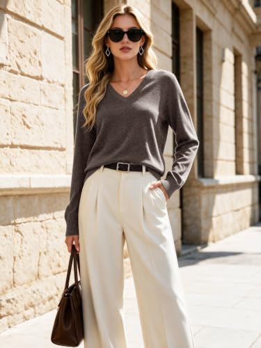 Chocolate Brown Tops for Women V Neck Fall Sweaters 2026 Trendy Coffee S - image 2
