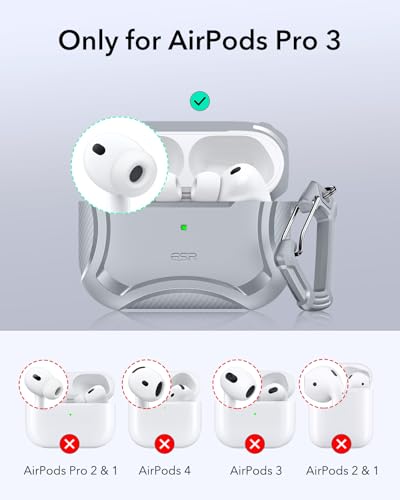Image of ESR for AirPods Pro 3 Case (2025), Compatible with Airpods Pro 3rd Generation (USB-C Cable), Magnetic Lid, MagSafe Ready, Powerful Drop Protection, Cyber Series, Gray