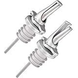 Vertedores de Botellas con Tapón Antigoteo para Alcohol, Vino y Aceite - Mantiene Los Productos Fresco, Sin Oxidación. Se Adapta a la Mayoría de las Botellas - Plata 2pk
