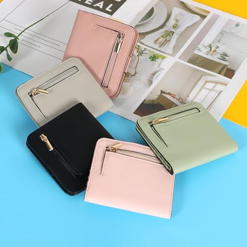 TANTOMI Geldbeutel Damen Klein, Portemonnaie Damen Klein aus Kunstleder mit Mehreren Kartenfächern, Mini Wallet für Kreditkarten, Geldscheine, Münzen(Hellmint).