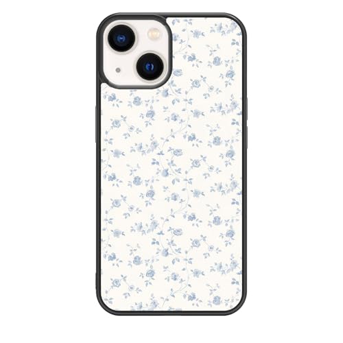 qizjio Coquette Aesthetic Phone Case Shockproof Protective Blue Flower Phone Cases for iPhone 15