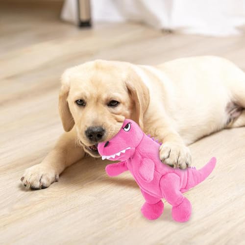 Plush Dinosaur Dog Toy, interaktives Hunde-Kauspielzeug, Squeaky-Puppe, Teeth Cleaning & Bite Resistant, ideal für kleine & mittlere Brötchen für Hunde & Katzen, Größe 8,66 x 6,3 Zoll