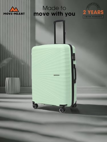 Image of Move-Meant Travel Crew Small, Medium & Large 55, 66 & 75 Cm Suitcase 8 Wheels Number Lock Poly Carbonate HPS Green Trolley Bag for Men & Women | 360 Degree Wheeling System Luggage