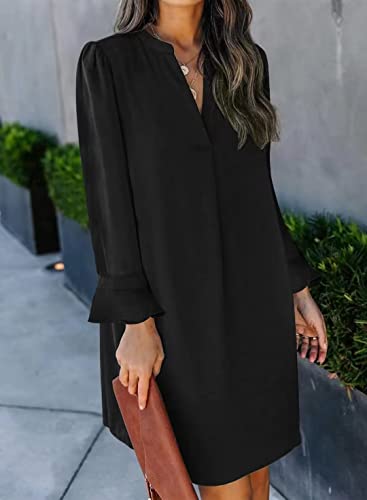 JOCAFIYE Womens Dresses Summer Casual Dress Long Sleeve V Neck Dress Shift Dress for Women 20252