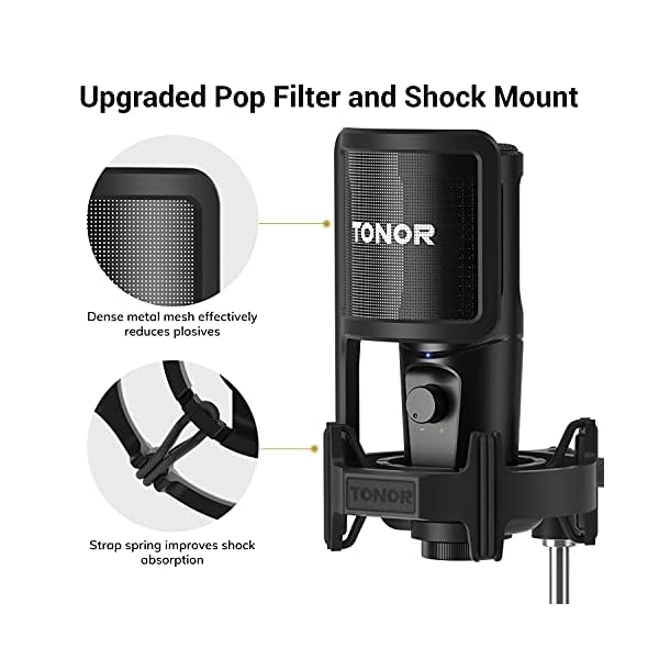 TONOR USB Nierencharakteristik Kondensator Mikrofon für Gaming, 192 kHz / 24 Bit, Computer PC Mikros Set, mit… – Bild 7