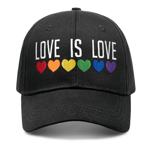 Image of Gay Pride Trucker Hat for Men and Women Rainbow LGBT Embroidered Adjustable Washable Baseball Cap Accessories Gifts