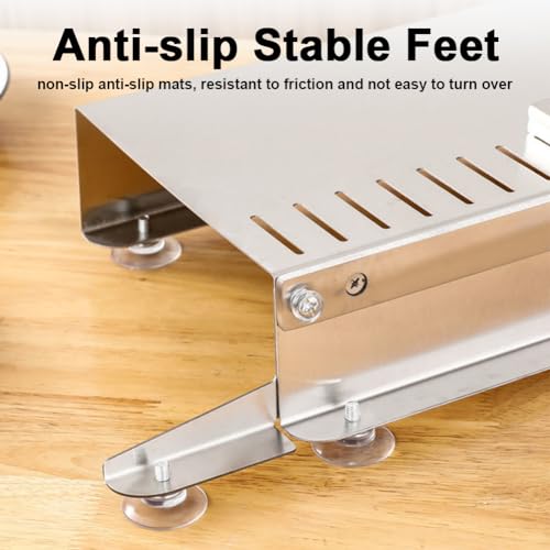 Affettatore manuale di carne da 375mm, taglierina ossea in acciaio inossidabile con protezione regolabile e piedini antiscivolo.Ghigliottina resistente per carne di manzo, pesce, pollame.Strumento di
