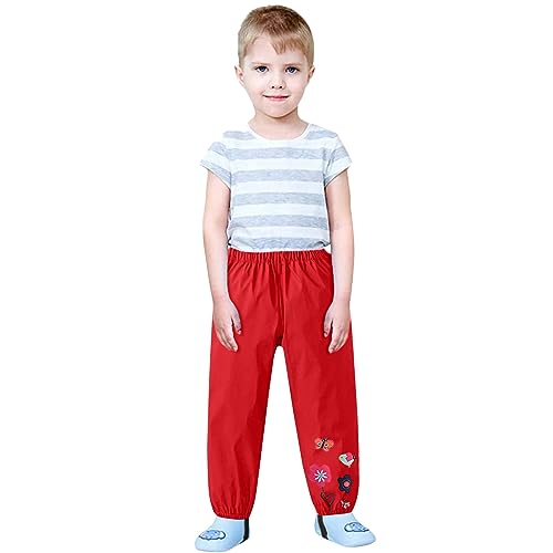 Betadog Kids Joggers with Pockets & Drawstring Warm Trousers Kids Unisex Soft Brushed Fleece Pants (Red, 3-4 Years)2