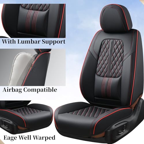 Image of Coverado Nappa Leather Car Seat Covers Front Set, Luxury Waterproof Seat Protectors, Airbag Compatible Anti‑Slip Auto Seat Covers, Universal Fit for Most Cars SUVs Trucks Pickup Vehicles