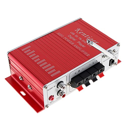 Fasizi 12V Hi-Fi Digital Stereo Audio Amplifier USB SD DVD FM Audio Stereo Radio MP3 Speaker Car Bluetooth Amplifierfor Car Boat Motorcycle -Red - Image 4