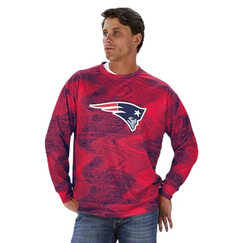 Zubaz NFL Men's Static Crew Neck Sweatshirt, New England Patriots Large
