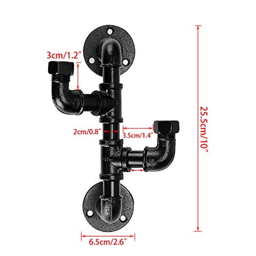 Sumnacon Heavy Duty Industrial Pipe Coat Hook Rack - Rustic Metal Clothes Holder Hanger With Hardware, Wall Mounted Iron Bath Grab Bar For Home, Office, Electroplated Black Finish #TOP2