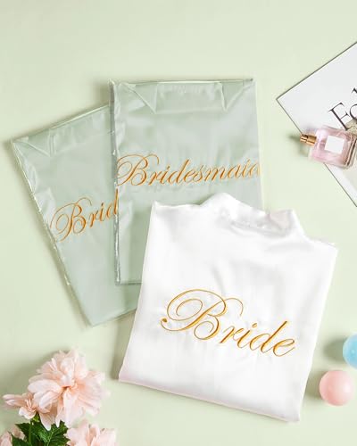 Image of Jecery 7 /12 Pcs Bridesmaid Robes Bride Kimono for Wedding Day Satin Embroidered Bridal Party Robes