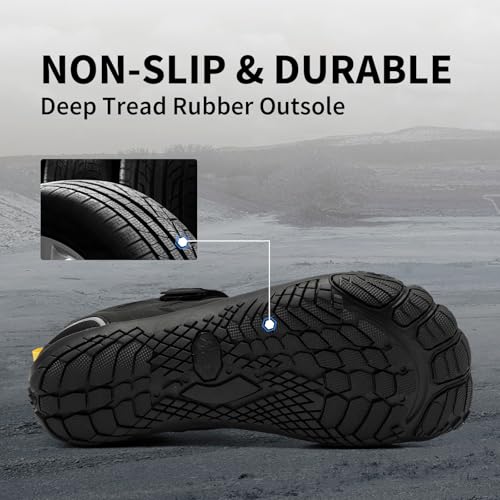 Grand Attack Barefoot Shoes Men Wide Toe Box Zero Drop Men's Trail Running Cross-Trainer Wrestling Boxing Weightlifting Walking Shoes All Black Size 12