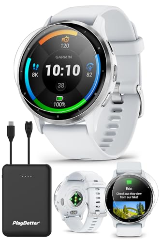 PlayBetter Garmin Venu 3 (Silver/Whitestone) Fitness GPS Smartwatch Bundle - AMOLED Touchscreen, 10 Days Battery, Sleep & Recovery - Includes HD Screen Protectors & Portable Charger