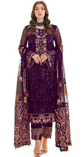 Party Wear Ready To Wear Indian Pakistani Embroidered Georgette Suit with Net Border for Women