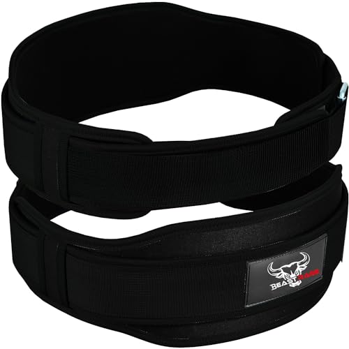 BEAST RAGE Gewichthebergürtel, doppelte Stärke, 5,5, gepolsterter Neopren, Rücken, Fitnessstudio, Bodybuilding, Kreuzheben, Heben, Training, Fitness, Workout, Gürtel, für Herren und Damen,