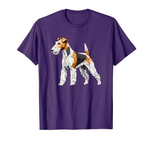 Geometric Art Wire Fox Terrier Wire Hair Fox T-Shirt