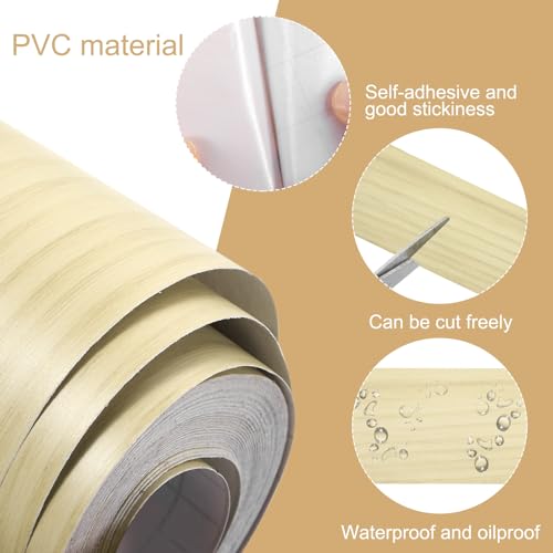 Image of uxcell 1 Roll Wood Grain Tape, 2.36 inch x 49 Ft Realistic Textured Repair Tape Self Adhesive Wood Textured Patch for Floor Wall Door Table Cabinets Desk Furniture Home Decor(Yellow)
