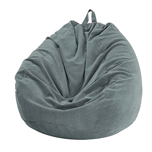 Chickwin Housse de Pouf Poire, Velours Côtelé Fauteuil Poire sans Remplissage pour Extérieur et Intérieur Détente, Chaise Longue de Salon, Chambre Coussin (Anthracite,85x110cm)