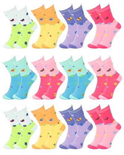Gelante 12-Pack Girl Children Toddler Kids Cute Cotton Crew Novelty Socks2