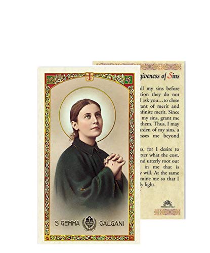 Gifts by Lulee, LLC Saint Gemma Galgani Daughter of The Passion Flower of Lucca Blessed Prayer Card with or Without a Medal with or Without Necklace Your Choice (Card)