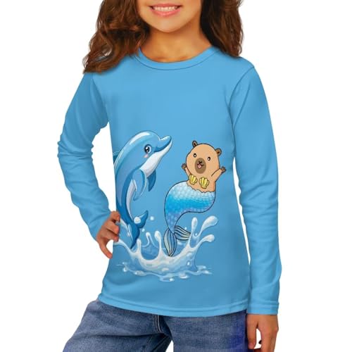 Renewold Kids Athletic Tees Crewneck T Shirts Long Sleeve Casual Shirts Girls Activewear T-Shirts for Spring Fall Winter