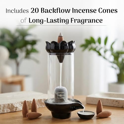 Image of Cycle Pure Navin Shivling Abhishekam Backflow Incense Burner with 20 Premium Cones - Spiritual Smoke Waterfall Decor