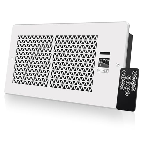 MATULSA Register Booster Fan for 6 x 12 Register Holes with Remote Control and Thermostat 10-Speeds Floor Vent Fans Booster - Enhances AC Heating&Cooling Airflow Quiet Air Duct Fan for Wall White