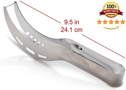 FUCELLA Supreme Watermelon Slicer & Corer | 100% Stainless Steel Melon Cutter Tongs | Ergonomic Grip & Lightweight Construction | Fast & Safe Fruit Slicer Server | For Cantaloupes, Honeydews & More