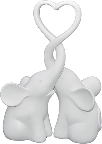 MONMOB 2 piezas de 9 pulgadas de alto elefante amor figuras de elefante amoroso, decoración de elefante, juego de escultura de animales para
