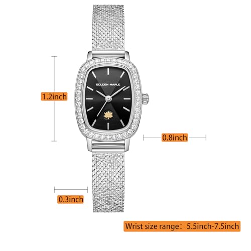 Image of GOLDEN MAPLE Watches for Women, Dainty Gold Watch with Small Stainless Steel Case, Quartz Movement and Water Resistant, Adjustable Mesh Band