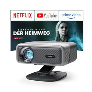 Smart Beamer 4K【Netflix-Fähig & Dolby Audio】VISSPL 4000 ANSI Video Projektor,Autofokus&Trapezk... Full HD WiFi6 Bluetooth Heimkino/Outdoor Beamer mit 360°-Halter für Handy【Upgrade Version 】