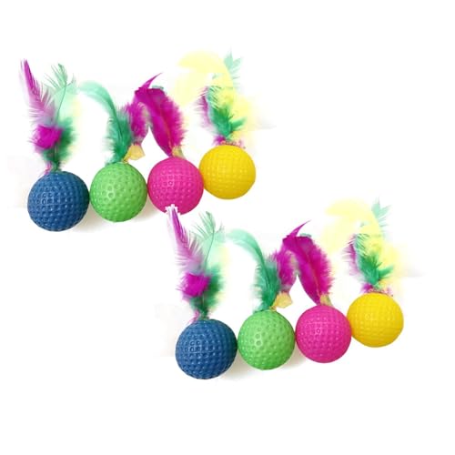 Interaktives Katzenspielzeug mit Feder, Farbe Interaktiver Katzenball für Katzen, Golf Katzenbälle, Katzen Spielsachen, Spielzeug für Katzen,...